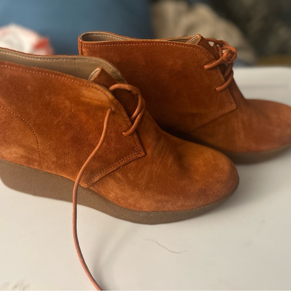 Rust Suede Lace-Up Ankle Boots - Picture 1 of 2
